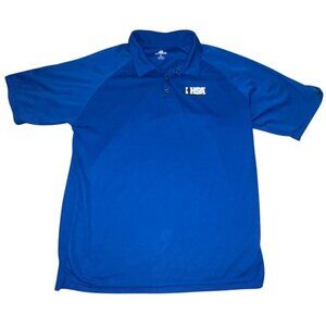 IHSA Mens Short Sleeve Textured Polo Shirt-Blue/Black/White-Size XL-GUC